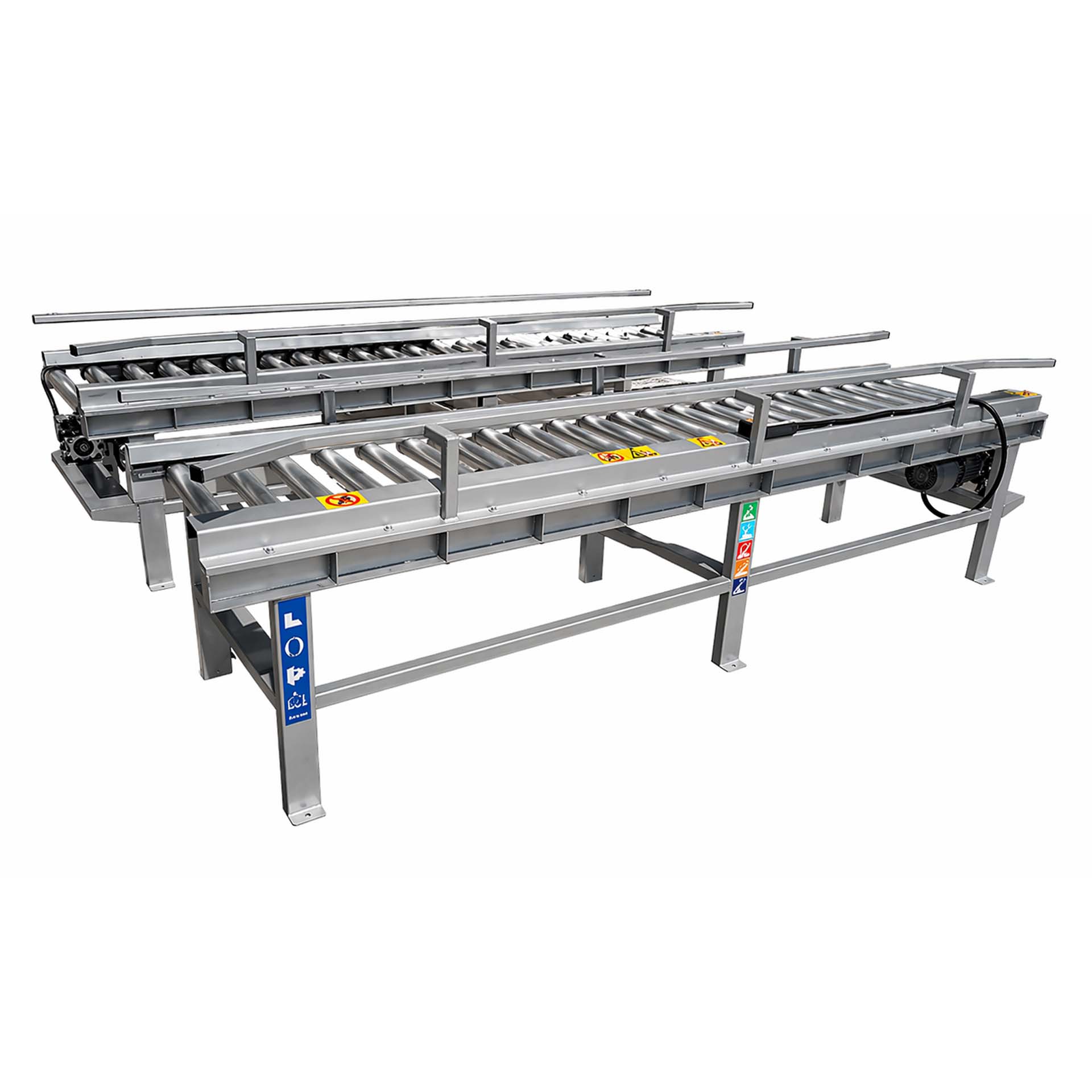 Roller Conveyor MTRC industrial material handling system for transporting boxes and packaged products in processing lines