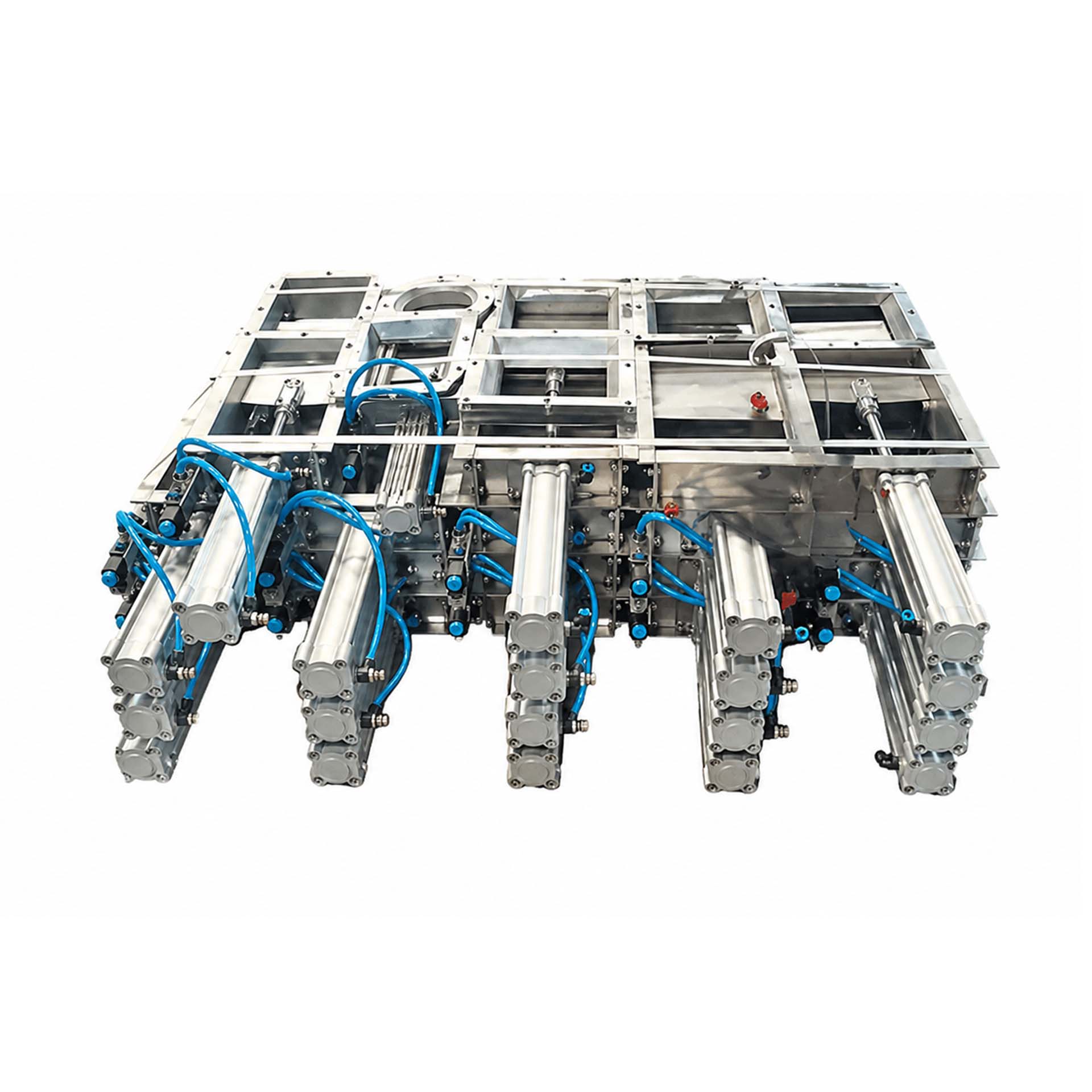 Pneumatic Gates MTPG industrial flow control gates for regulating sesame seeds and bulk material discharge in processing lines